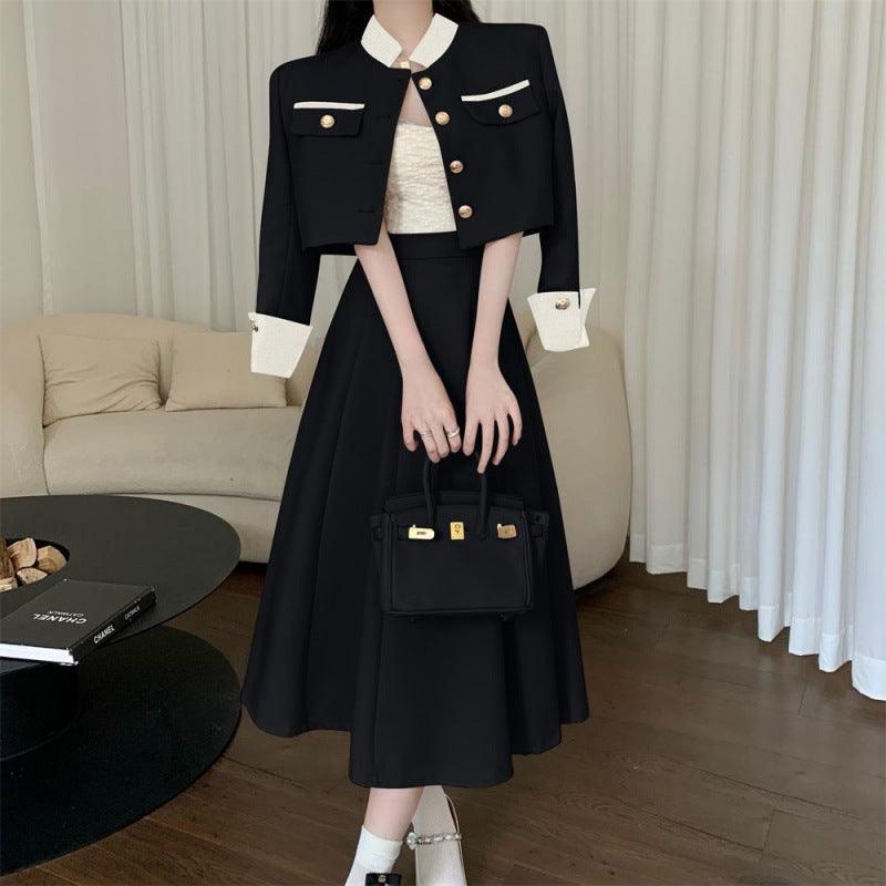 Short Coat High Waist Long Skirt Two-piece Set - Trendha