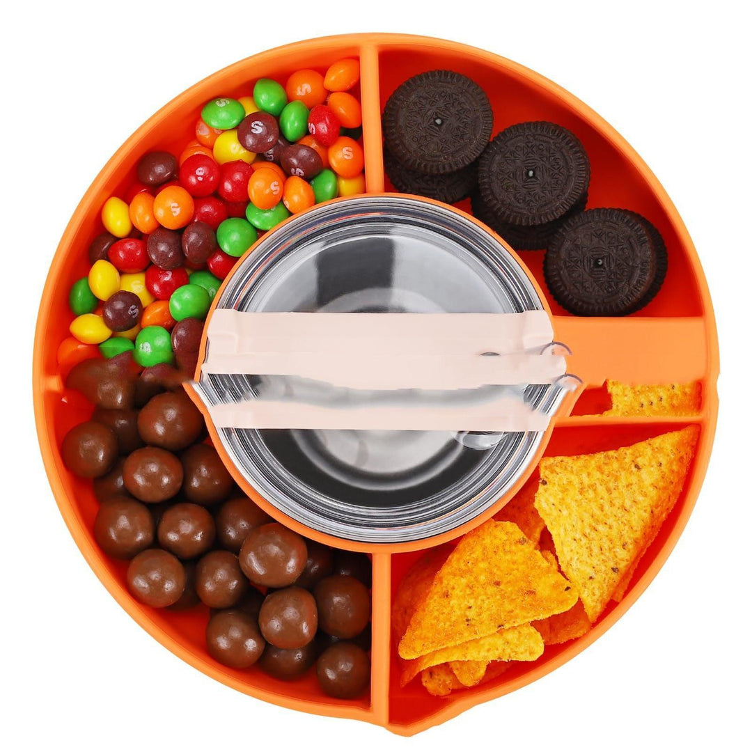 Silicone Snack For Cup 40 Oz Reusable Snack Container 4 Compartment Snack Platters Cup Snack Bowl Cup Holder Food Tray - Trendha