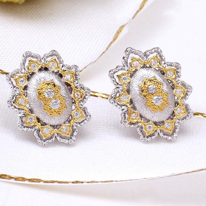 Silver And Gold Plated Snowflake Split Colour Earrings - Trendha