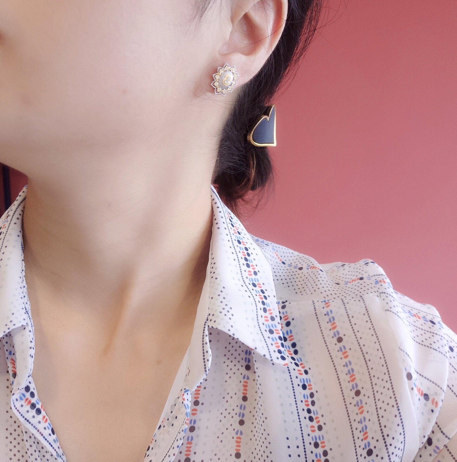 Silver And Gold Plated Snowflake Split Coloured Earrings - Trendha