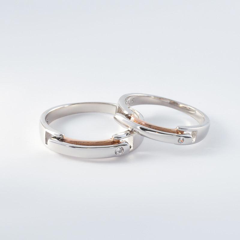 Silver Couple Rings Men And Women Pair Flip Open And Close - Trendha