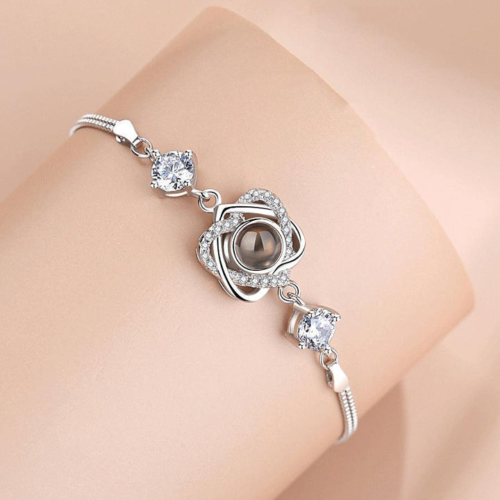 Silver Double Heart Projection Bracelet Ladies Simple - Trendha