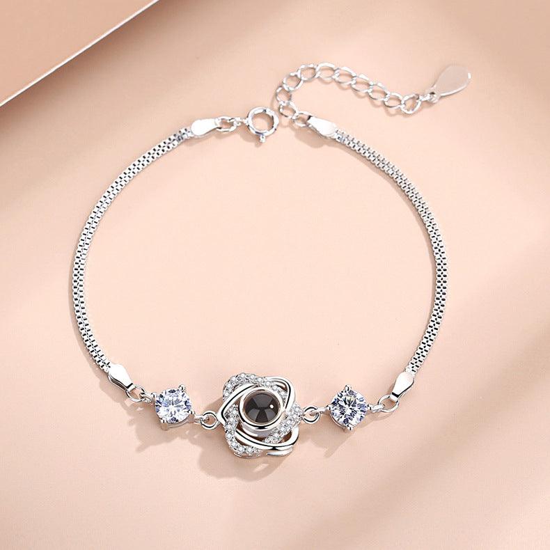 Silver Double Heart Projection Bracelet Ladies Simple - Trendha