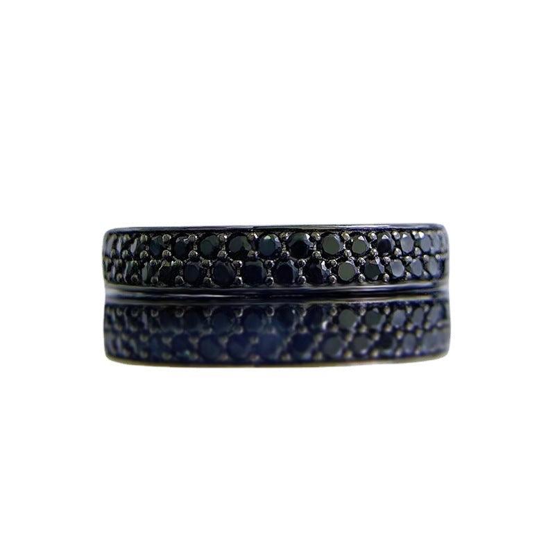 Silver Fashion Black Diamond Stackable Ring - Trendha