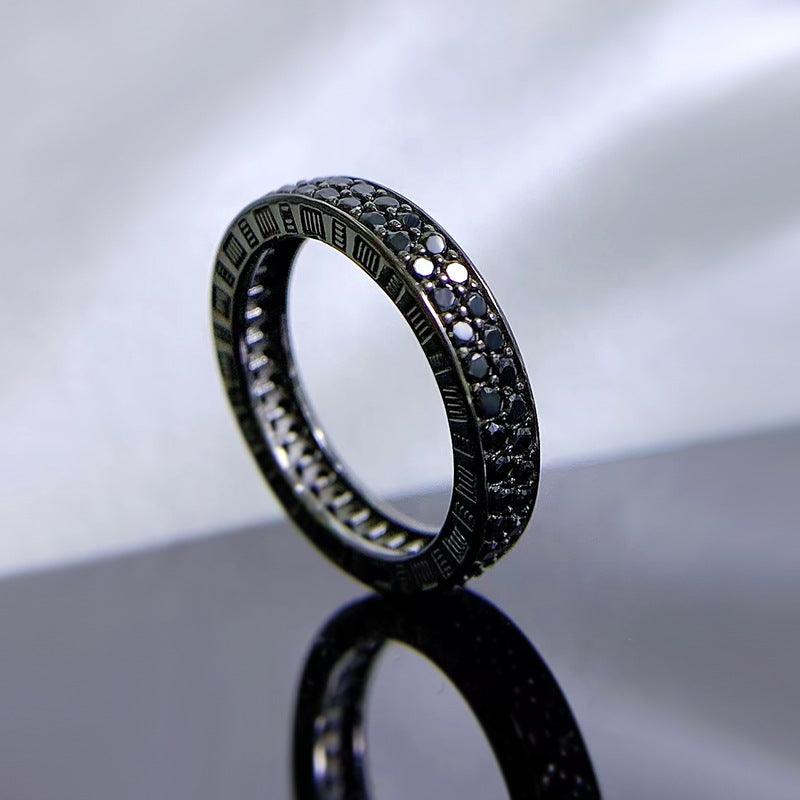 Silver Fashion Black Diamond Stackable Ring - Trendha