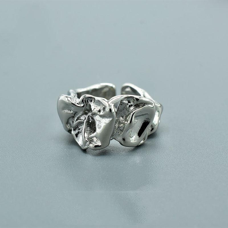 Silver Foil Paper Irregular Girls' Opening Ring