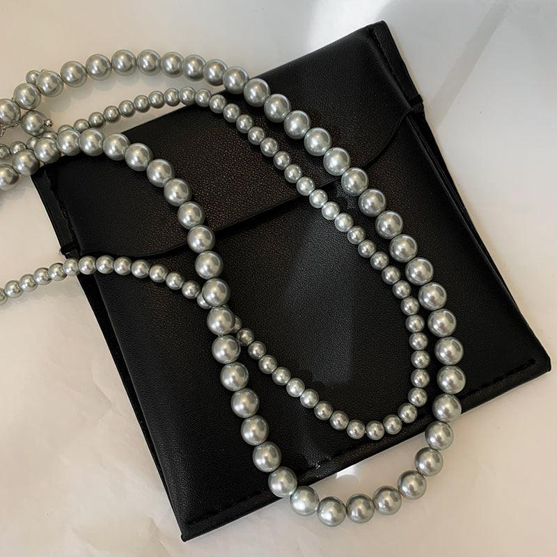 Silver Grey Round Pearl Sweater Chain New Women - Trendha
