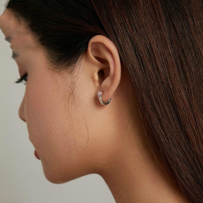 Simple And Fashionable Heart Shaped Zircon Earrings - Trendha