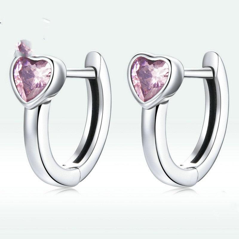 Simple And Fashionable Heart Shaped Zircon Earrings - Trendha