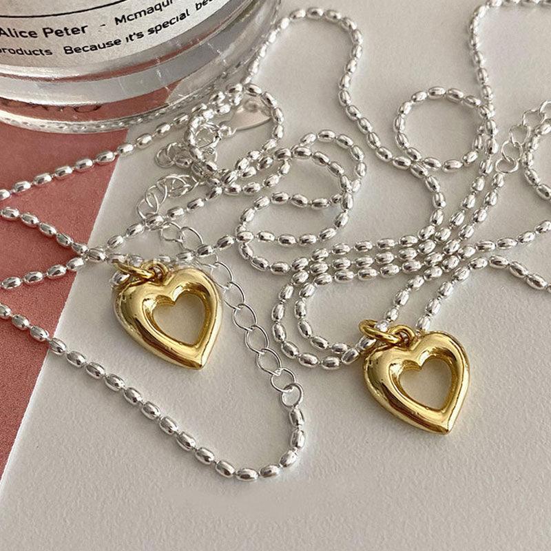 Simple Sterling Silver Niche Design Sentimental Heart Necklace - Trendha