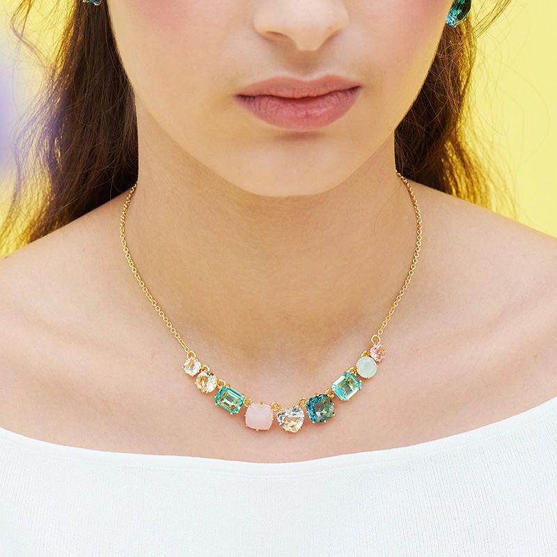 Artificial-Crystal Brass Necklace