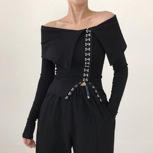 Slim Fitting Long Sleeved T-shirt Top - Trendha