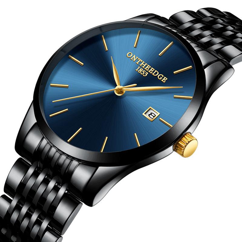 Slim Men's Stainless Steel Band Quartz Watch Calendar - Trendha