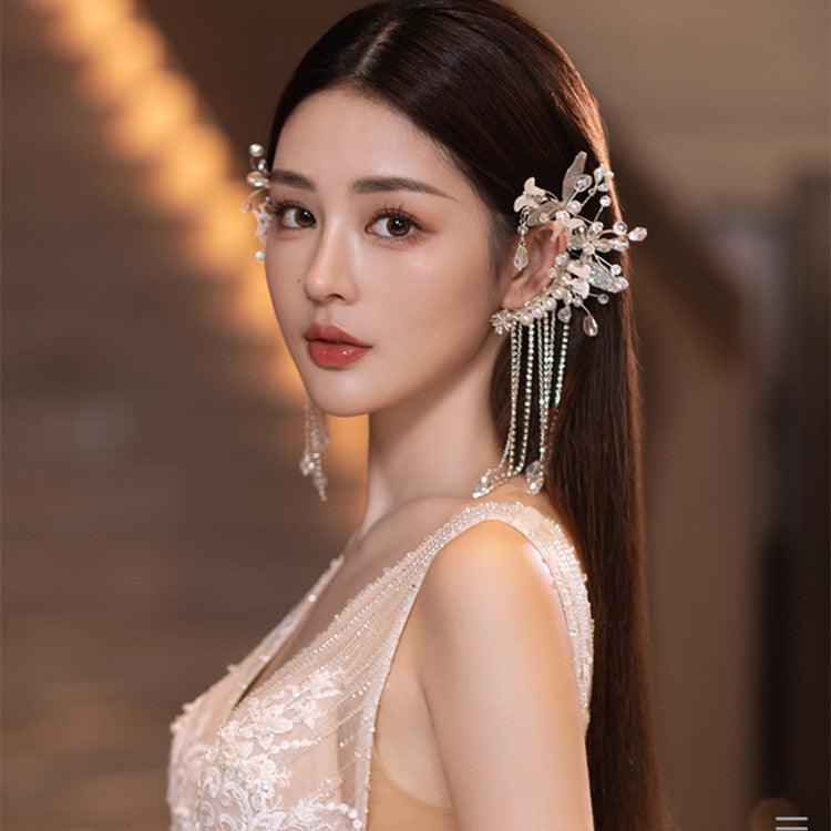 Small Flower Crystal Tassel Ear Loop - Trendha