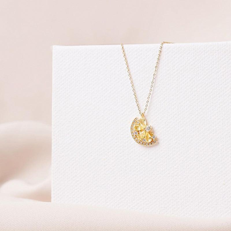 Small Lemon Slice Citrine Necklace - Trendha