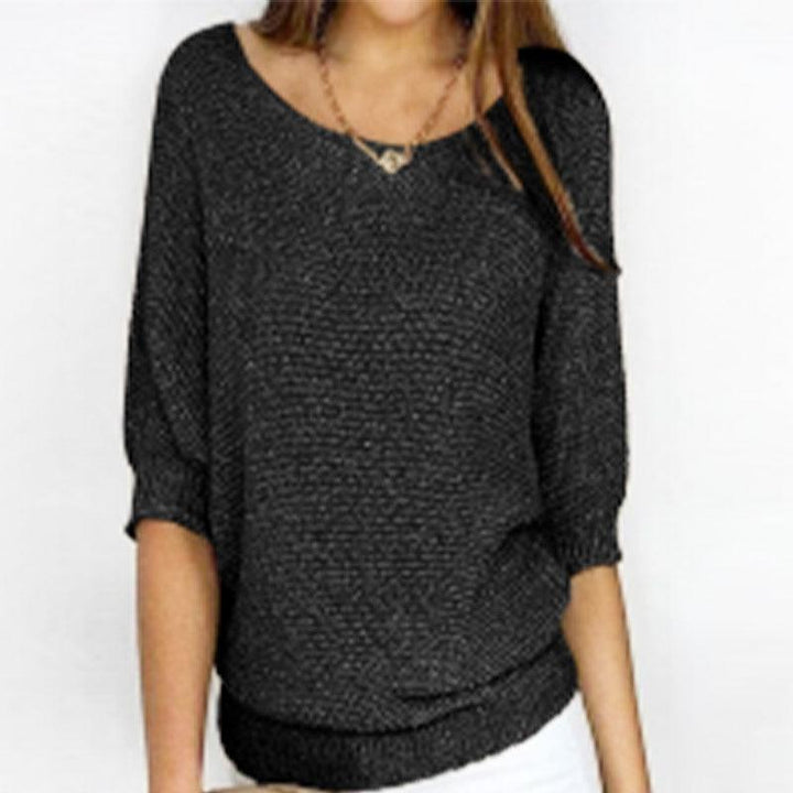 Solid Color Round Neck Sweater Women's - Trendha