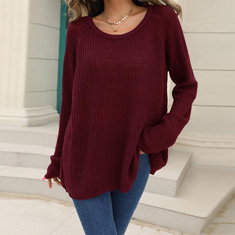 Solid Color Simple Women's SweaterCasual Versatile Long Sleeves - Trendha
