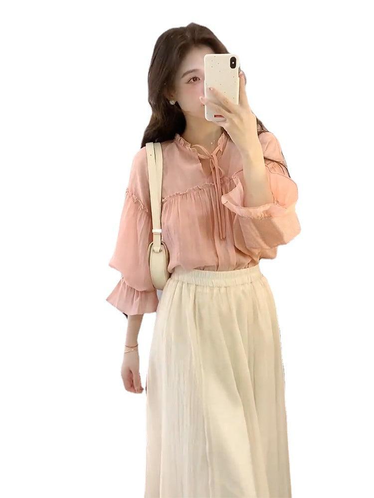 Splash Anti-aging Elegant Socialite Kafuu Shirt Skirt Suit - Trendha