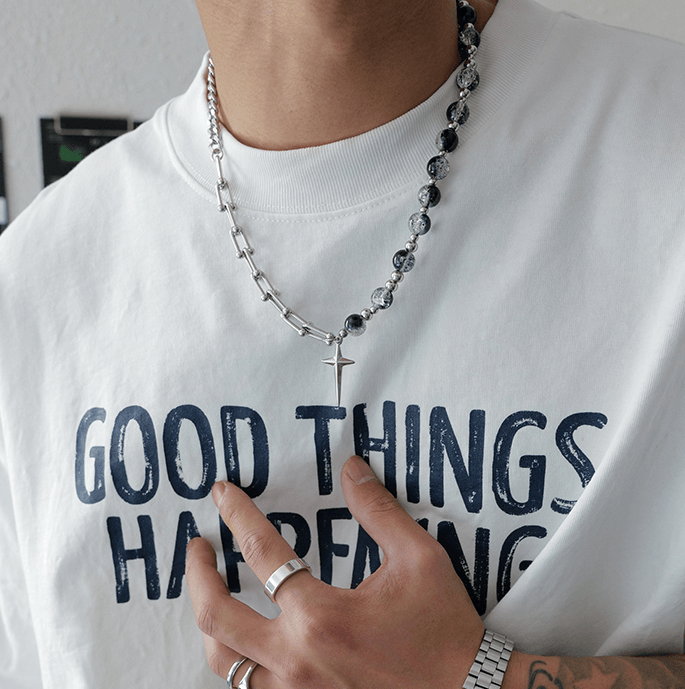 Splicing Beaded Necklace Hip Hop - Trendha