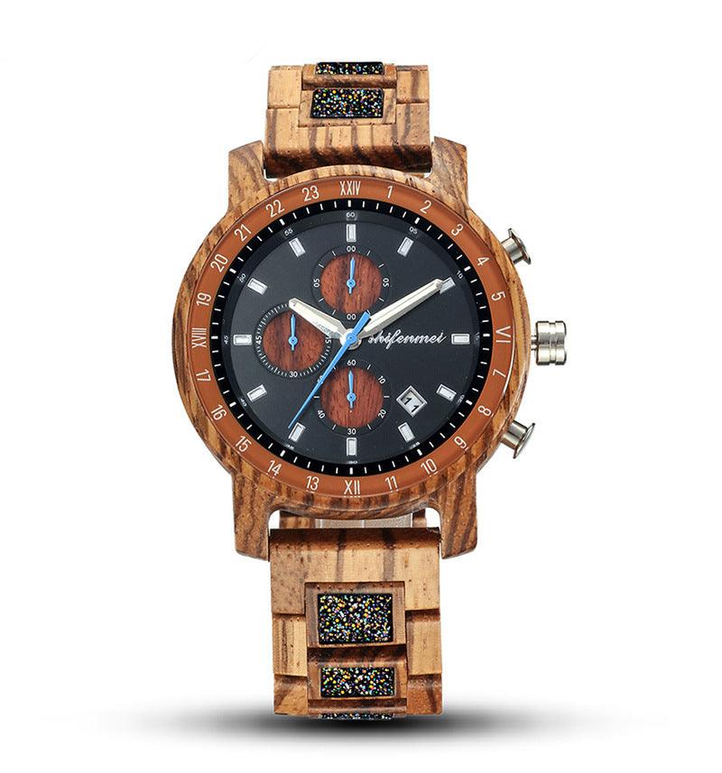 Sports Multi-function Wooden Watch Male - Trendha