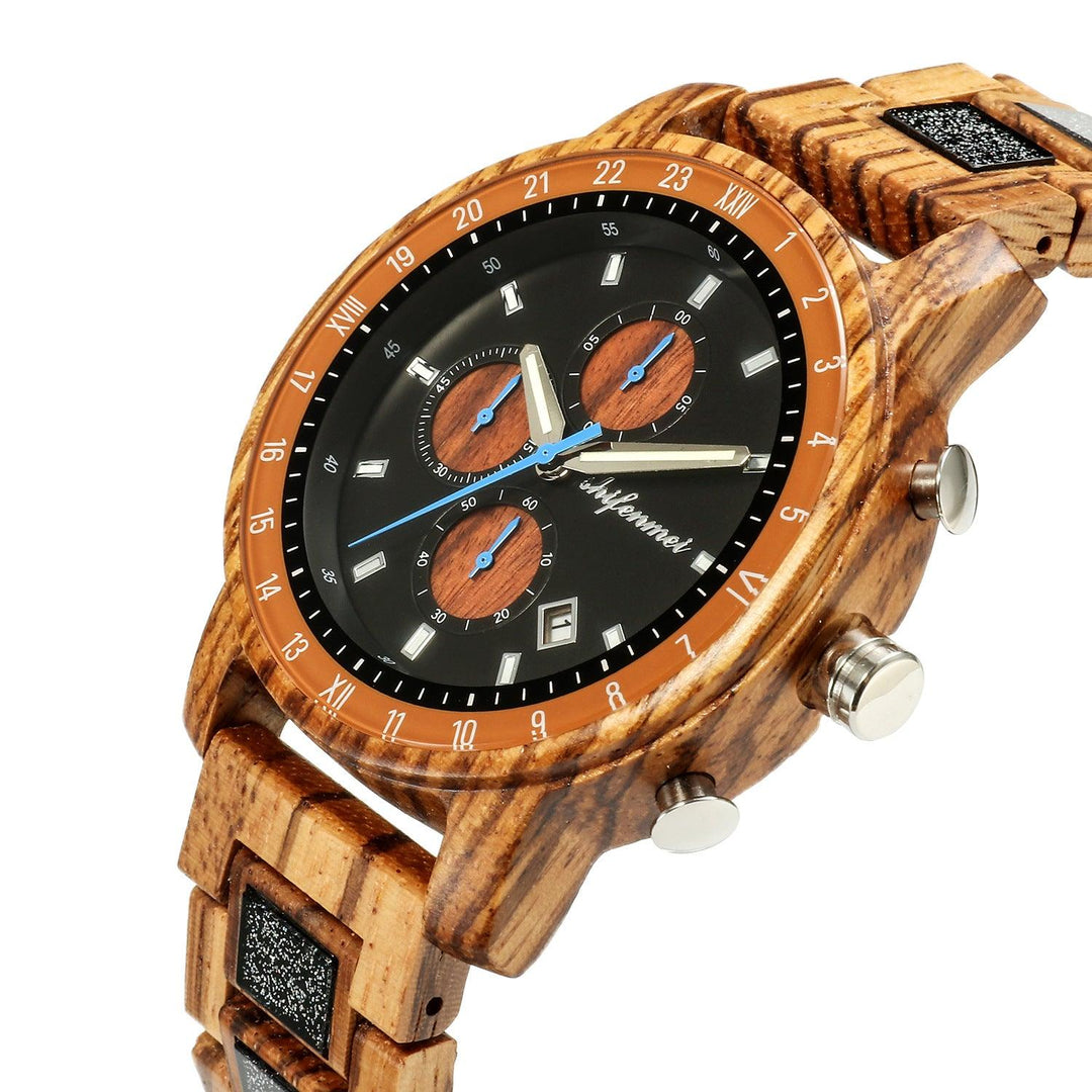 Sports Multi-function Wooden Watch Male - Trendha