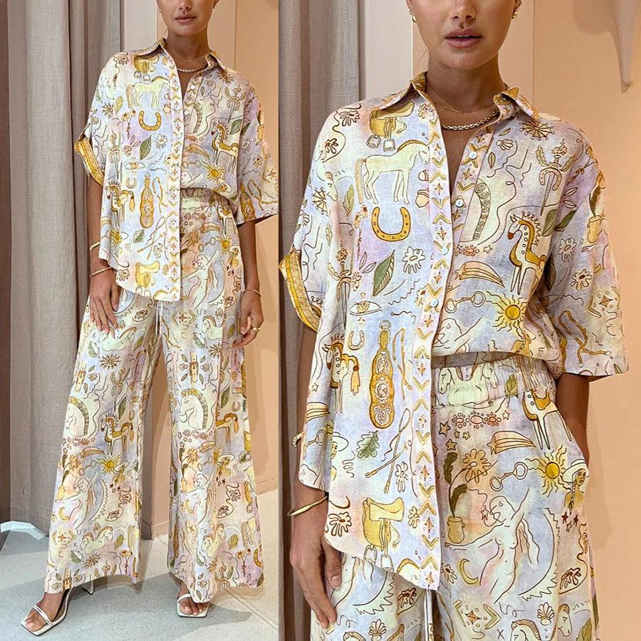 Spring And Summer New Casual Pocket Half Sleeve Suit INS Loose Fashion Women's Wear Two-piece Suit - Trendha