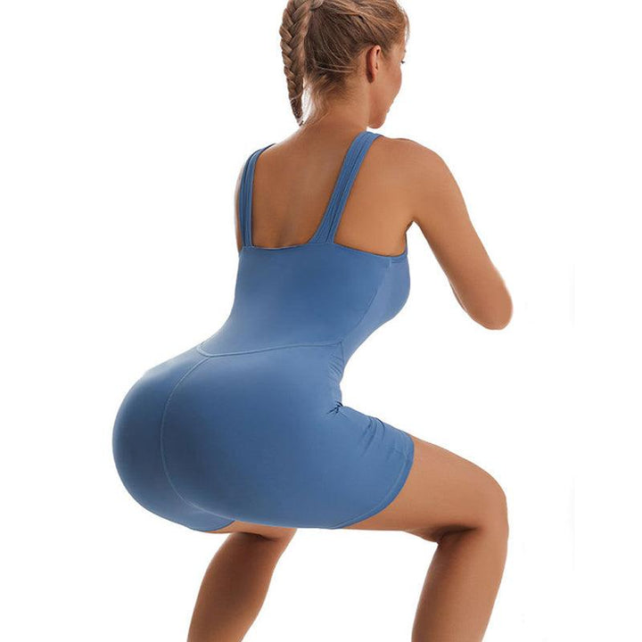 Square Collar Sleeveless Backless Yoga Jumpsuit For Women Fitness Shorts Leggings Tracksuit Stretch Slim Fashion Sports Bodysuit - Trendha