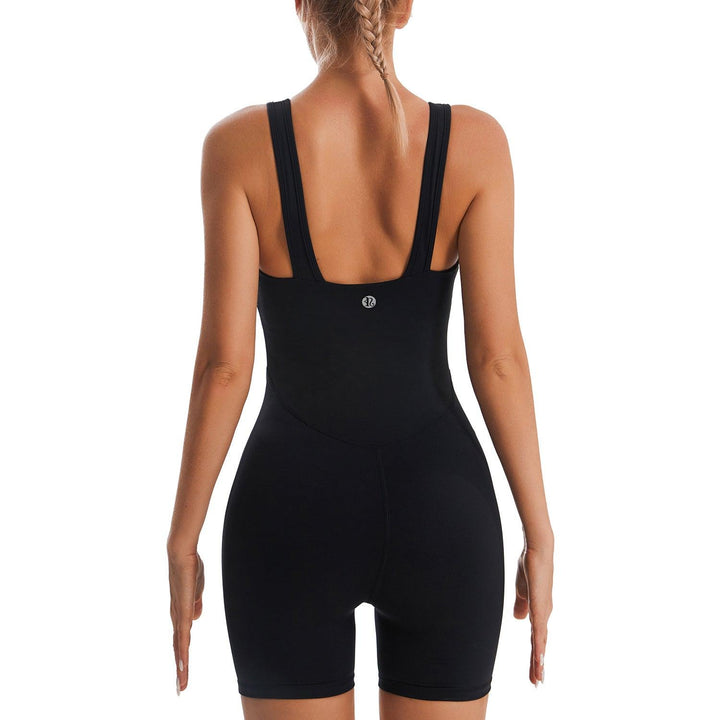 Square Collar Sleeveless Backless Yoga Jumpsuit For Women Fitness Shorts Leggings Tracksuit Stretch Slim Fashion Sports Bodysuit - Trendha