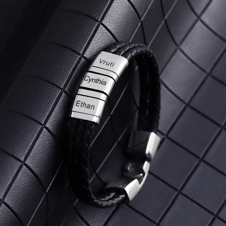 Stainless Steel Leather Woven Bracelet - Trendha