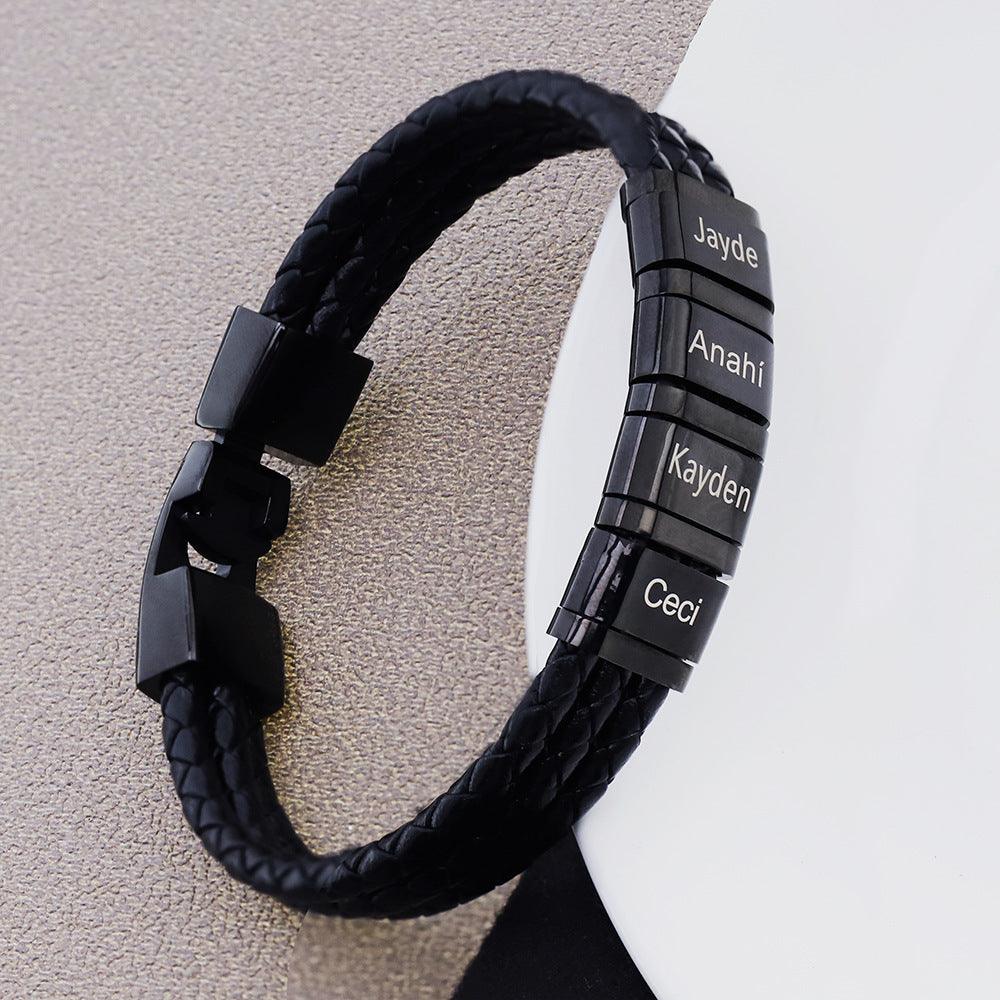 Stainless Steel Leather Woven Bracelet - Trendha
