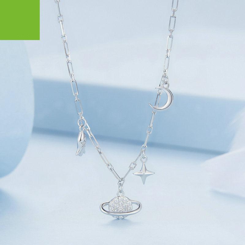 Star-plated Moon Collarbone Chain - Trendha