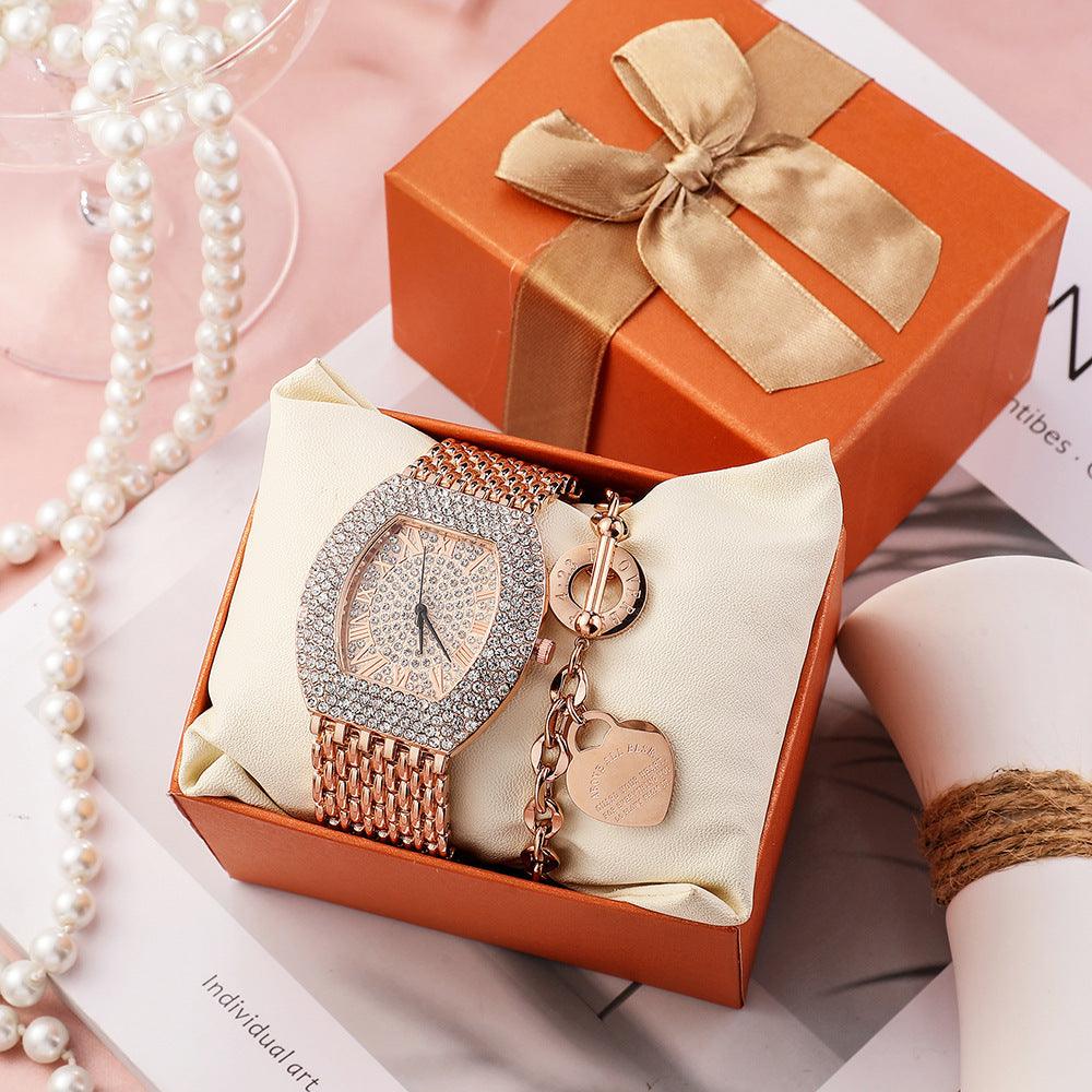 Steel Band Diamond Barrel Ladies Watch Gypsophila - Trendha