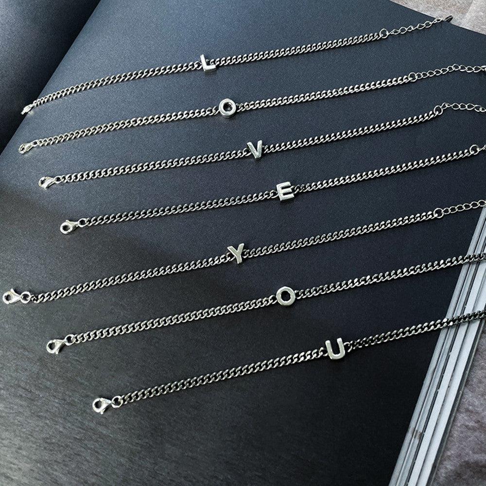 Sterling Silver 26 English Letter Bracelet Female Minority - Trendha