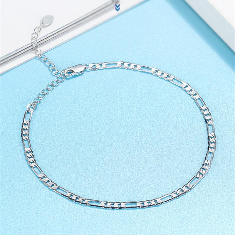 Sterling Silver Anklet Car Flower Chain - Trendha