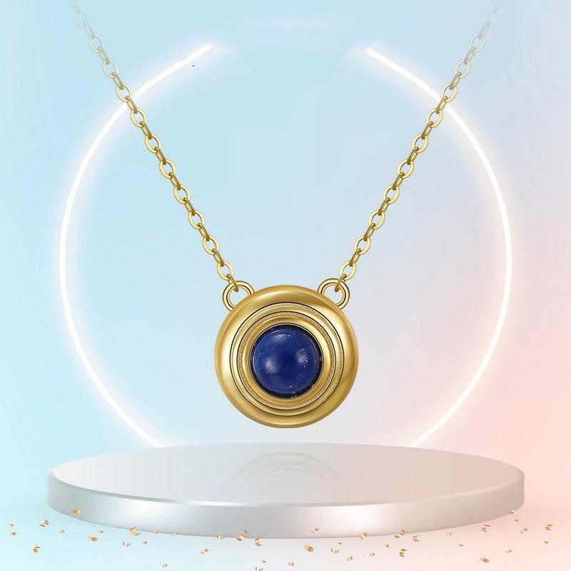 925 Silver Round Blue Pendant, Necklace and Earring Options