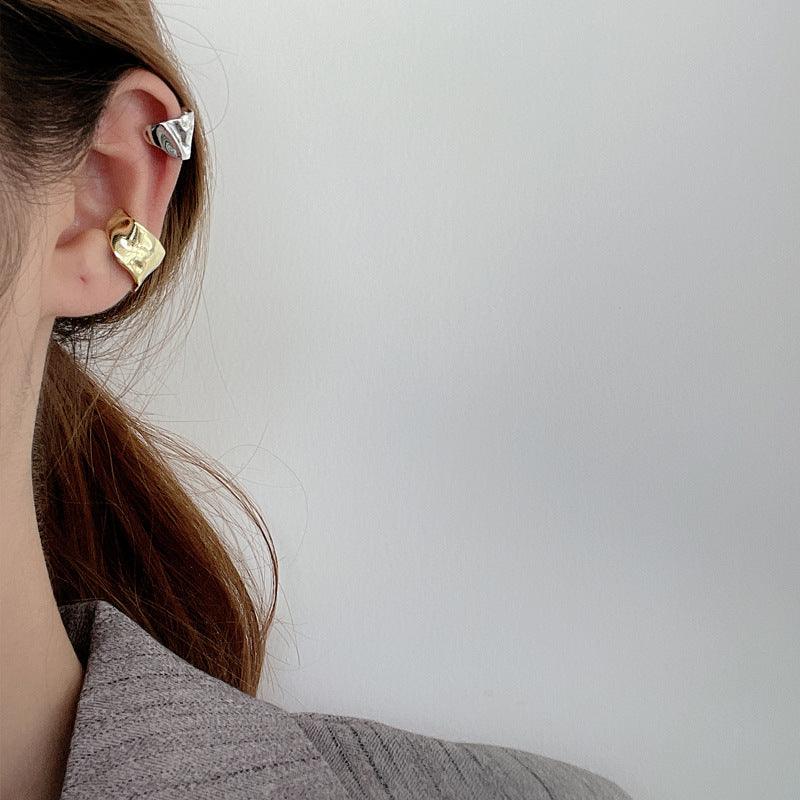 Sterling Silver Geometric Bump Ear Clip - Trendha