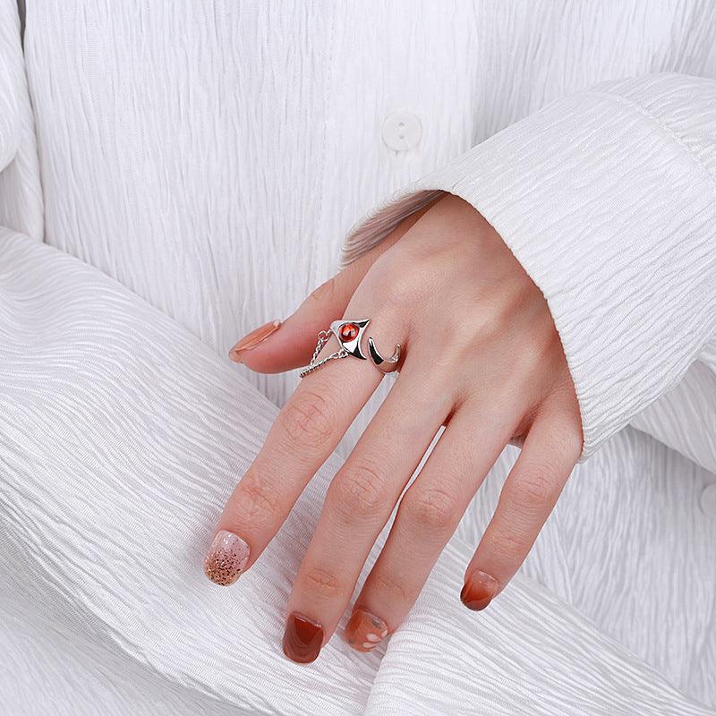 Adjustable Silver Geometric Zircon Ring