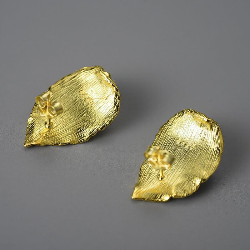 Sterling Silver Leaf Pearl Earrings - Trendha