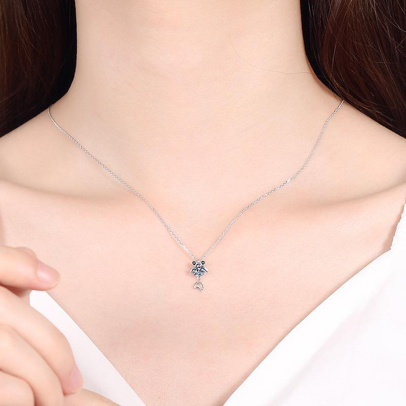 Sterling Silver Mosang Diamond Fish Necklace - Trendha