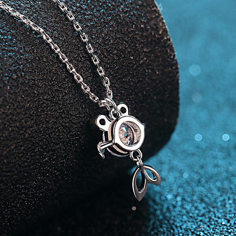 Sterling Silver Mosang Diamond Fish Necklace - Trendha