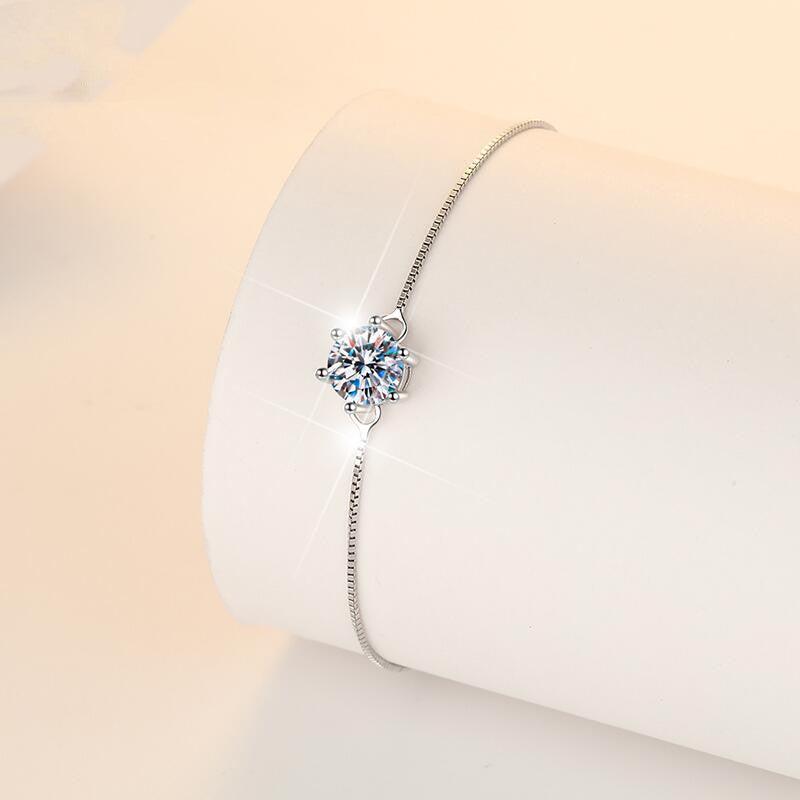 Sterling Silver Mosang Stone Women's Bracelet - Trendha