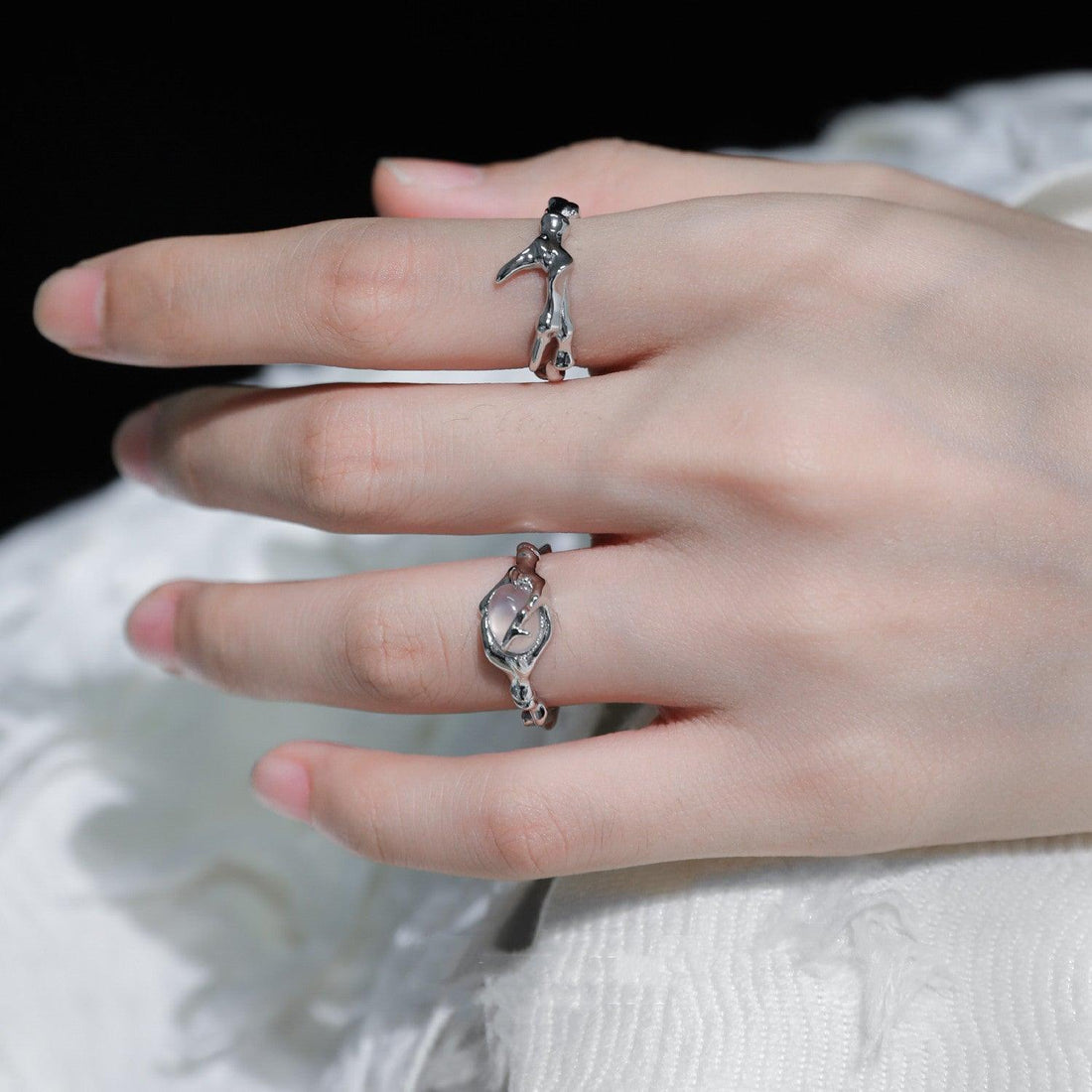 Sterling Silver Non Fading National Style Jade Ring