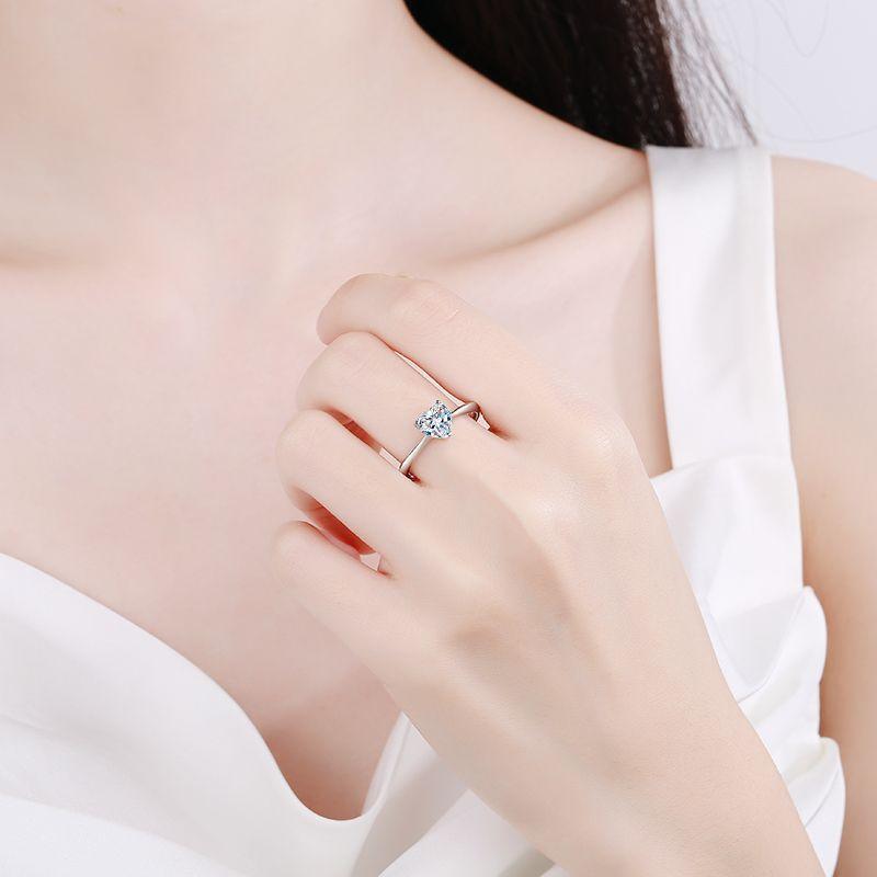 Sterling Silver Ring Simple Shaped Heart - Trendha