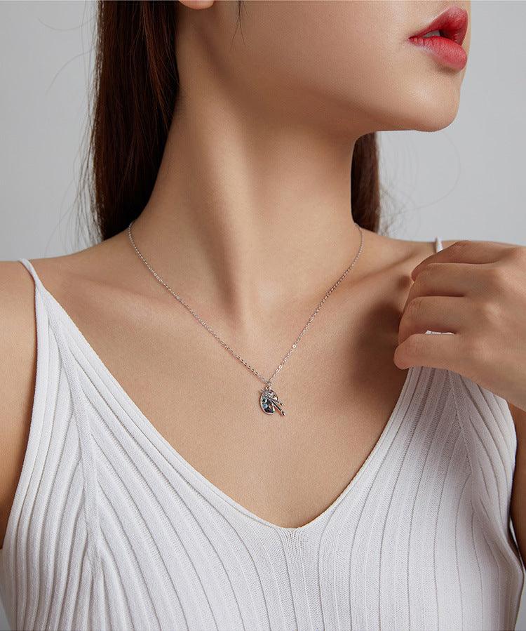 Sterling Silver S925 Necklace Female Color Zircon - Trendha