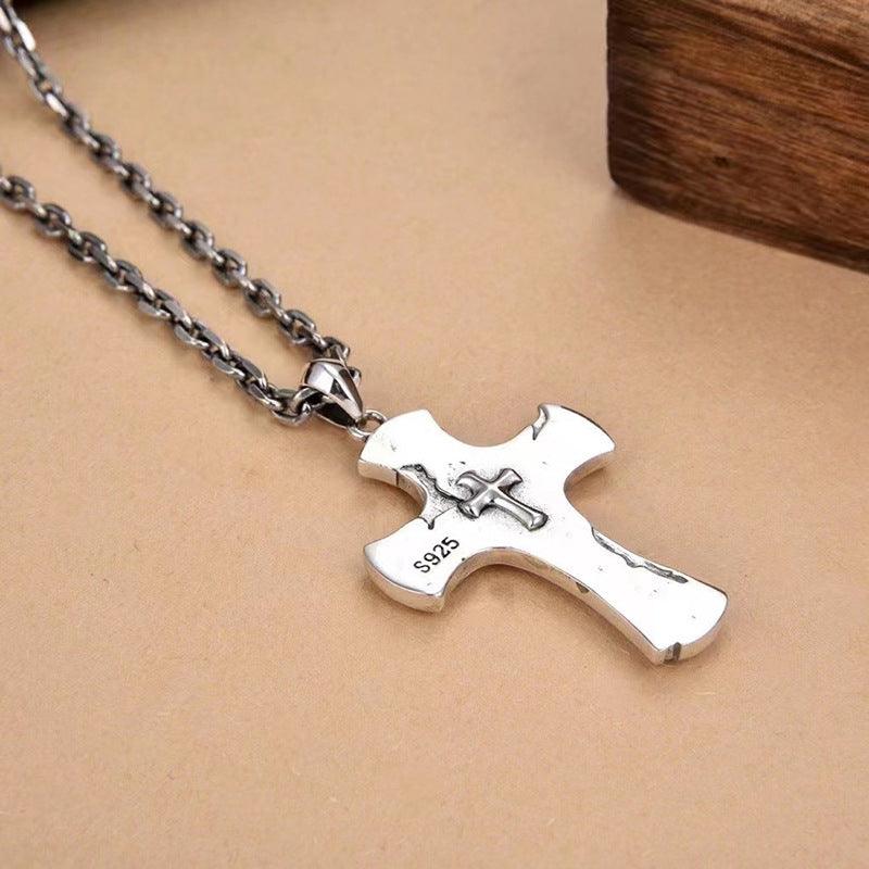 Sterling Silver Small Fission Cross Pendant - Trendha