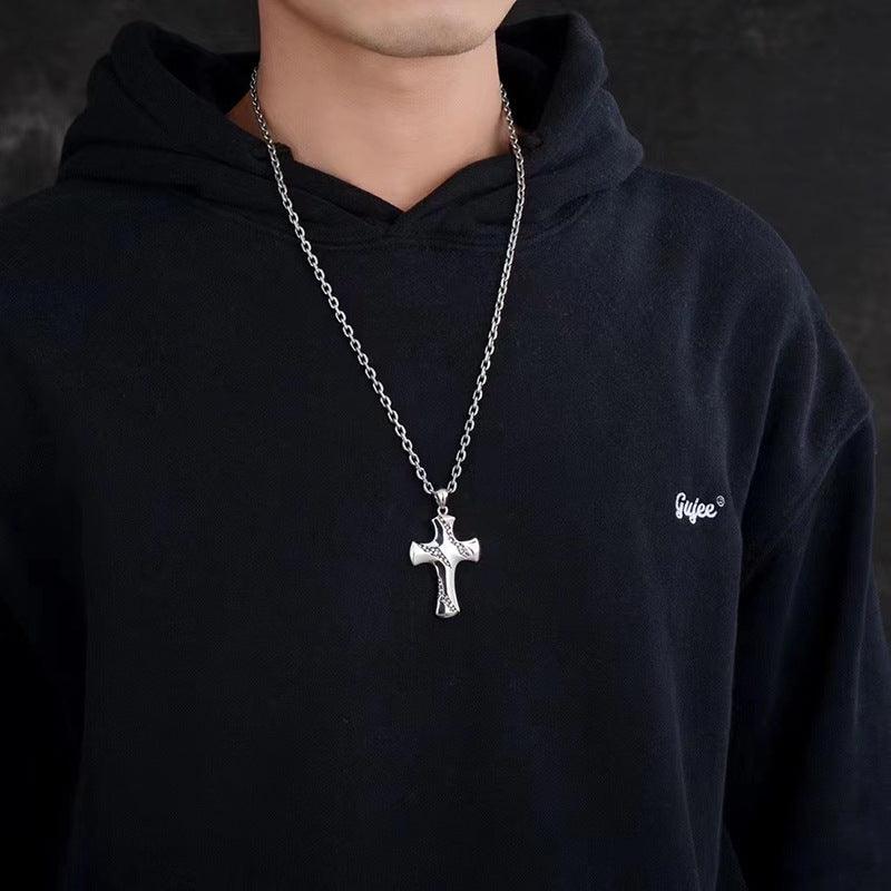 Sterling Silver Small Fission Cross Pendant - Trendha