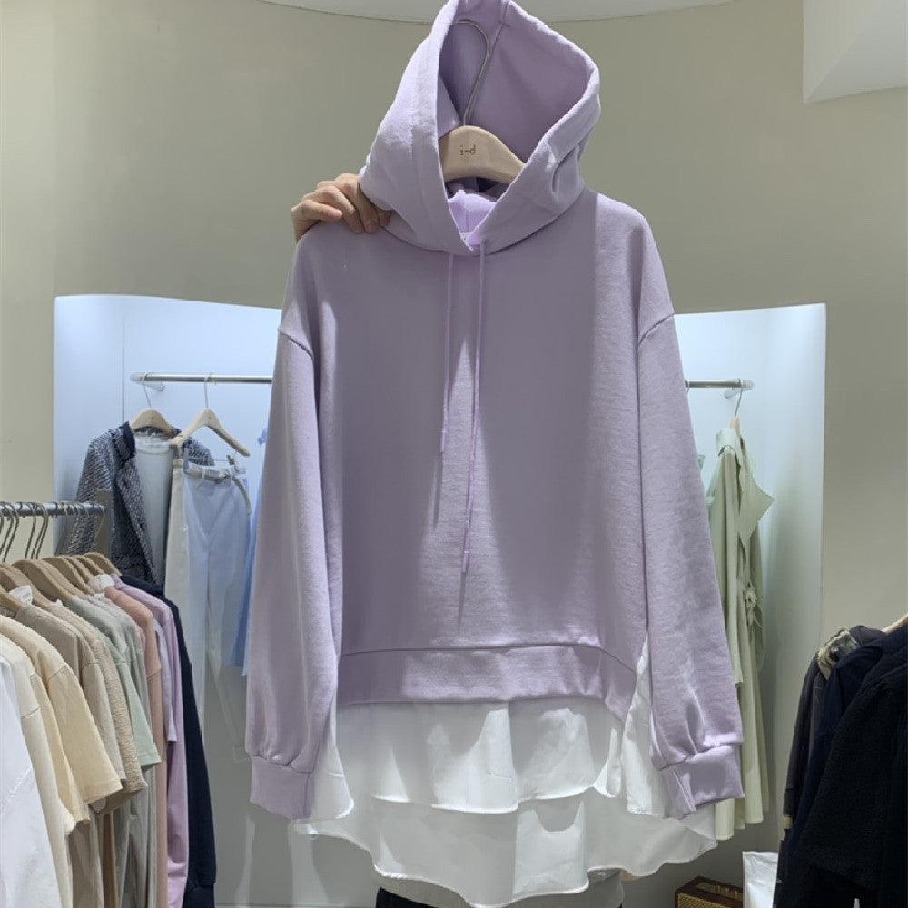 Stitching Fake Two Pieces Hooded Casual - Trendha
