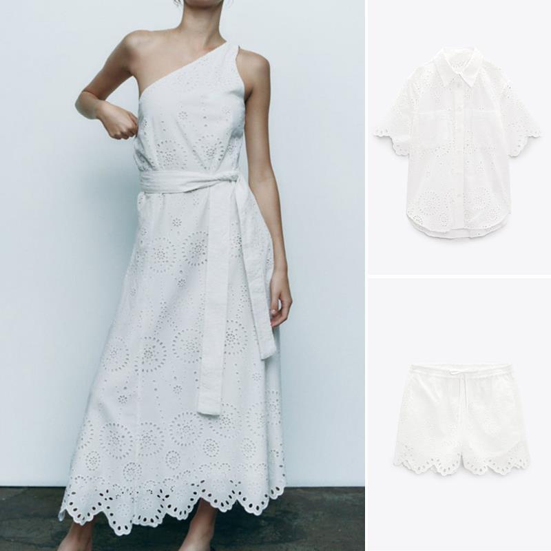 Summer New Embroidered Long Dress Short Sleeve Shirt Shorts - Trendha