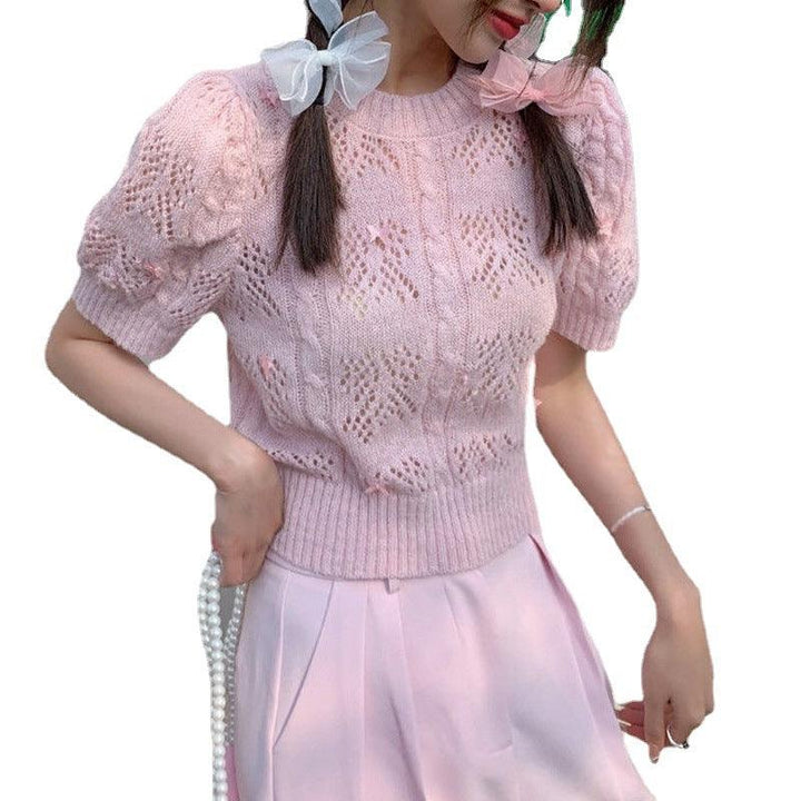 Summer Wear Single Pink Knitwear Short Sleeve Women - Trendha