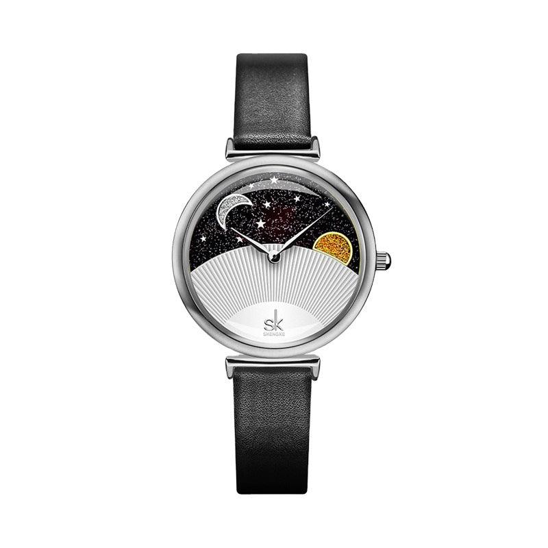 Sun And Moon Star Aurora Borealis Quartz Watch - Trendha